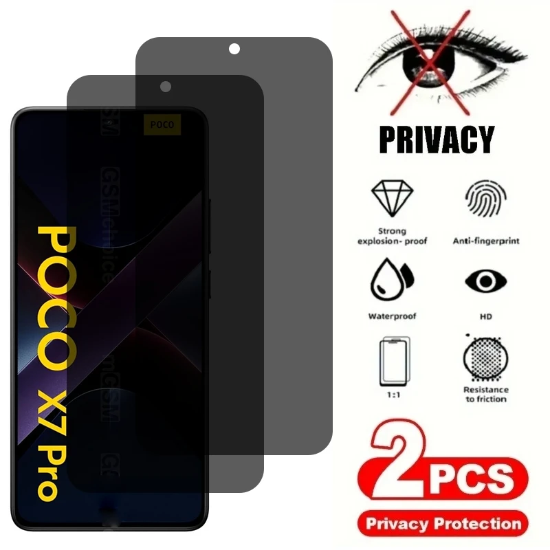

2 шт. антишпионская полноэкранная защитная пленка для Xiaomi Poco F7 Ultra F7 F6 F5 Pro F4 F3 закаленное стекло для Poco X7 X6 X5 Pro X3 X4 GT
