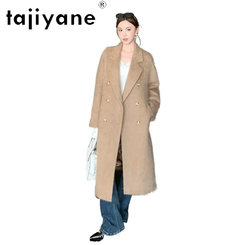 TAJIYANE 90% Wool Coat Woman Double-breasted Coats for Women Long Women's Wool Trench Coats 105cm Wool Blend Overcoat 2026 Шуба