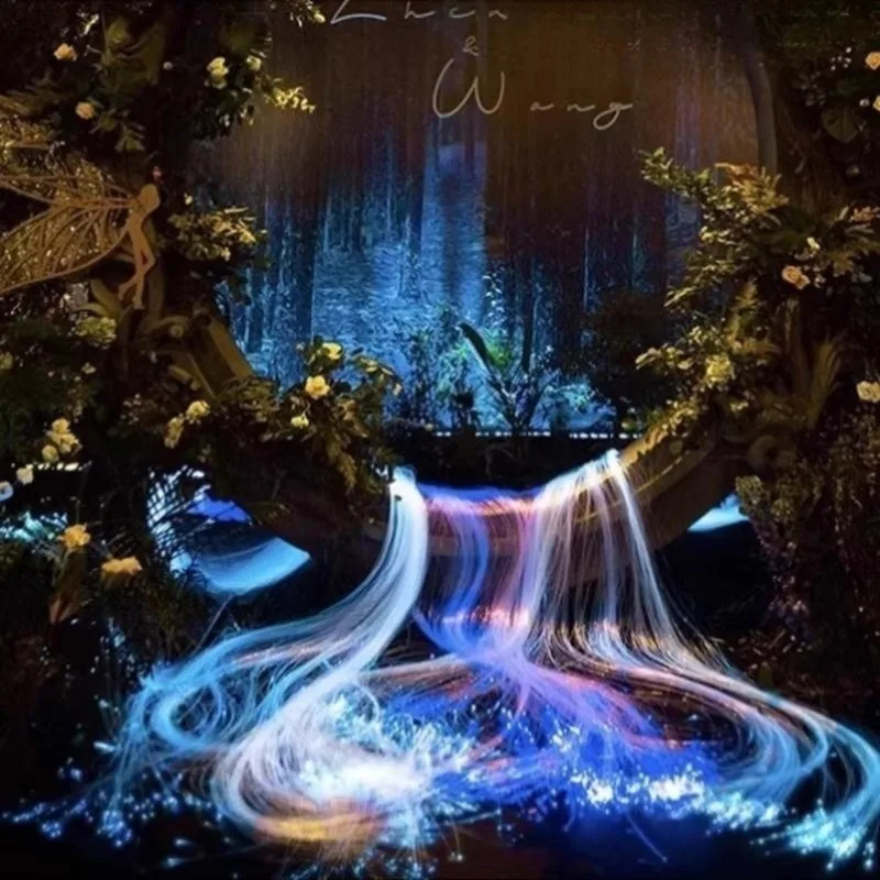 DIY Fiber Optic Life Tree Lamp Outdoor Waterfall Light Starry Sky Atmosphere String Pendant Romantic Wedding Reception Decor