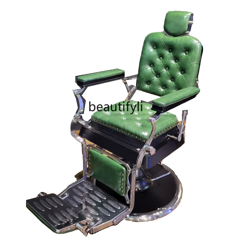 High-End Men's Retro Oil Head Chair Can Be Put down Hair Salon Hair Saloon Dedicated Beauty Hair Cutting and Shaving Chair