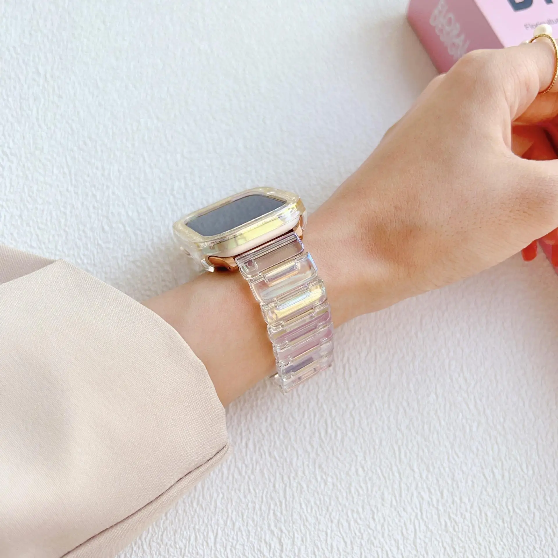 Błyszczące plastikowe etui do Apple Watch Ultra Series 8 7 49 mm 41 mm 45 mm Bumper do iWatch 6 SE 5 4 40 mm 44 mm Ramka ochronna