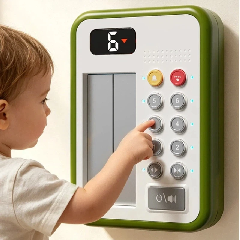 Xinge Elevator Toy Simulated Elevator Button Panel Educational Cognitive Learn Numbers Common Sense Adjustable Volume Gift