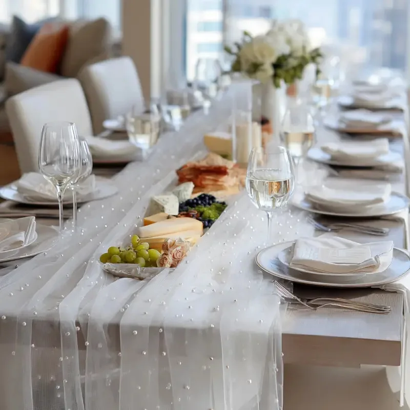 Gauze tablecloth, romantic pearl mesh tablecloth, wedding banquet tablecloth decoration, birthday baby shower party decoration