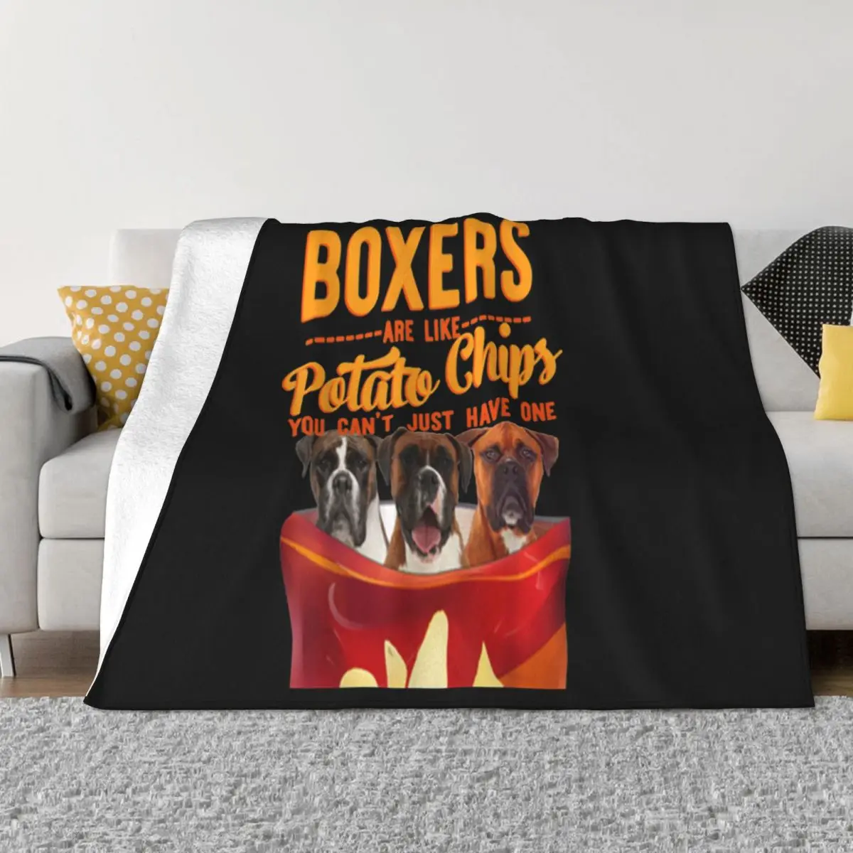 Top Boxers And Potatoes Chips Funny Dog Mama Papa Unisex Holiday Top Normal On Sale 2021 Men Throw Blanket