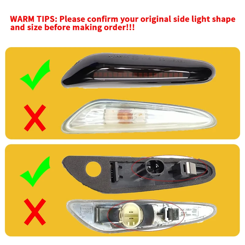 

2Pcs Smoked/Clear Lens Led Side Marker Light Assembly Replacement For BMW X3 E83 2004-2010 X1 E84 2013-2015 E81/E87 2004-2011