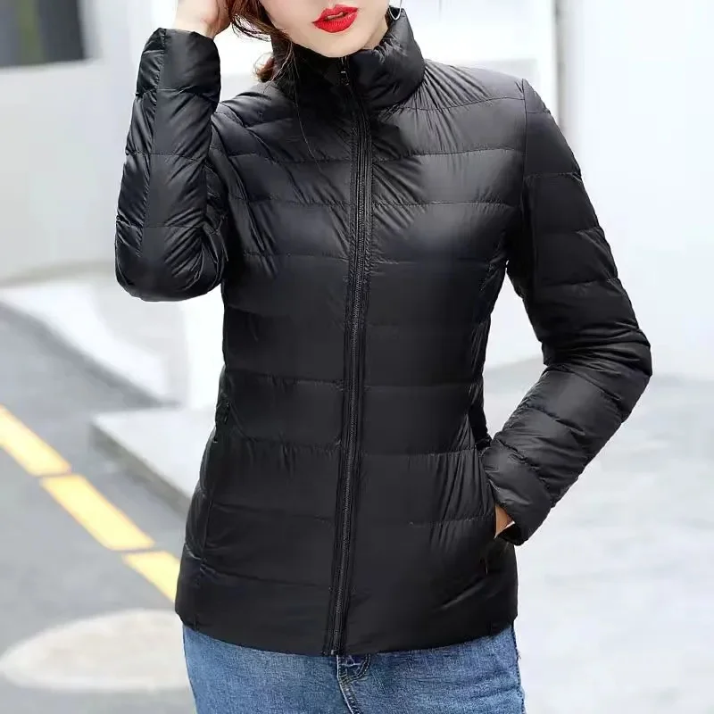 2024New Fashion Female Cold Jacket Women Winter Light White Duck Down Jacket Slim Puffer Jacket Portable Windproof Down Coat Top