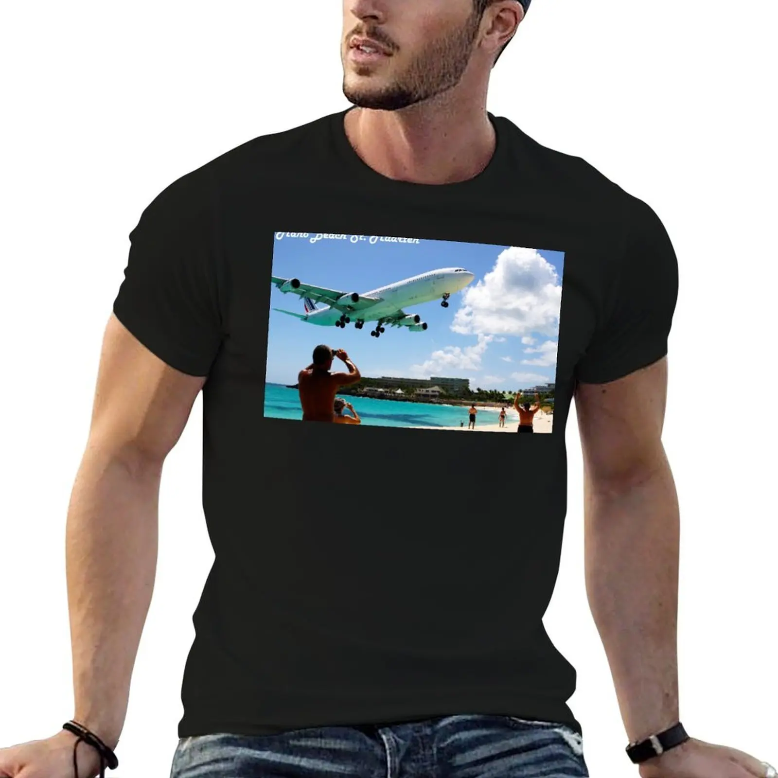 Low Flying Plane Maho Beach T-Shirt t shirts for man graphic funny t shirt for man t shirt man casual T-shirt