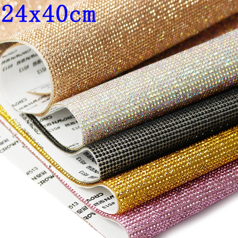 SS6 2mm 24x40cm Self Adhesive Crystal Rhinestone Mesh Glitter Car Sticker Sheet Craft Shoes Diy Trim Art Crafts Supplies