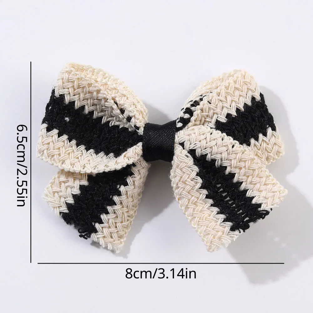 2Pcs Knitted Bow Hair Clip For Girls Classic White Black Bowknot Hairpin Barrettes Kids Headwear Fashion Hair Accessories