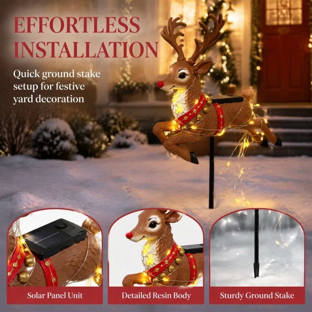 Swirling Effect Reindeer Pathway Light Waterproof Energy Saving Garden Decor Lamp LED Beads Simple To Install Landscape Lighting