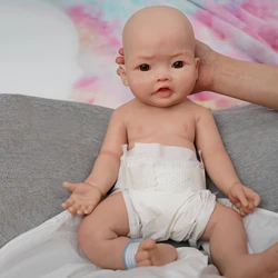 Muñeca de bebé de silicona de cuerpo completo para niños, juguete de bebé de 17 