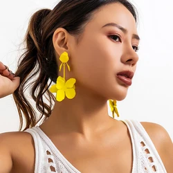 y2k Multicolor Flower Pendant Drop Earrings for Women Trendy Charms Summer Long Hanging Earring 2023 Fashion Jewelry Accessories