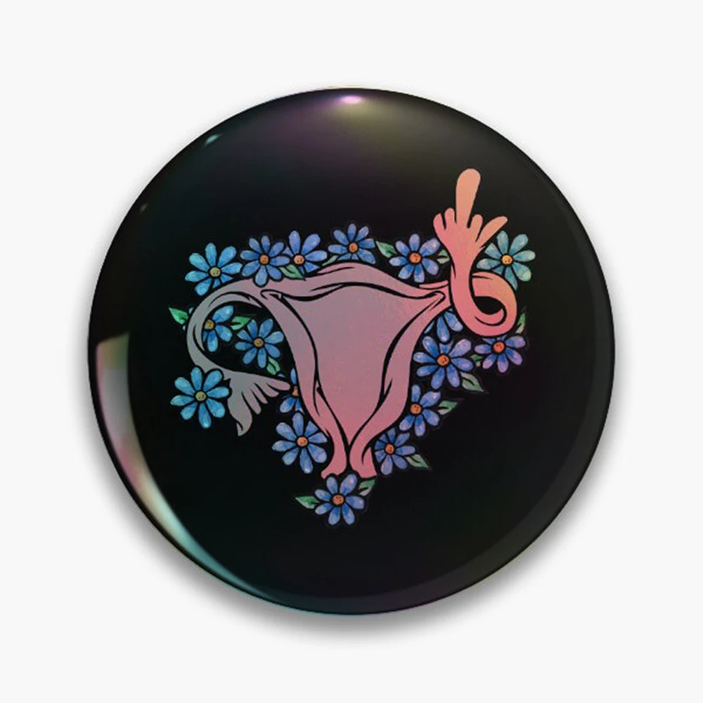 Middle Finger Uterus Pro-choice Feminist Pin Holographic Star Heart Pin Brooches Laminated Button Fashion Accessory