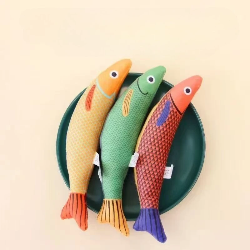 Cat Chew Plush Squeaky Toy Interactive Catnip Simulated Fish Bite-resistant Kitten Toy Teeth Cleaning Cat Supplies Accessories image 3