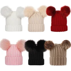 Gorro con pompón grande para bebé, gorro grueso de punto para recién nacido, accesorios para niños de 0 a 3 años, Invierno