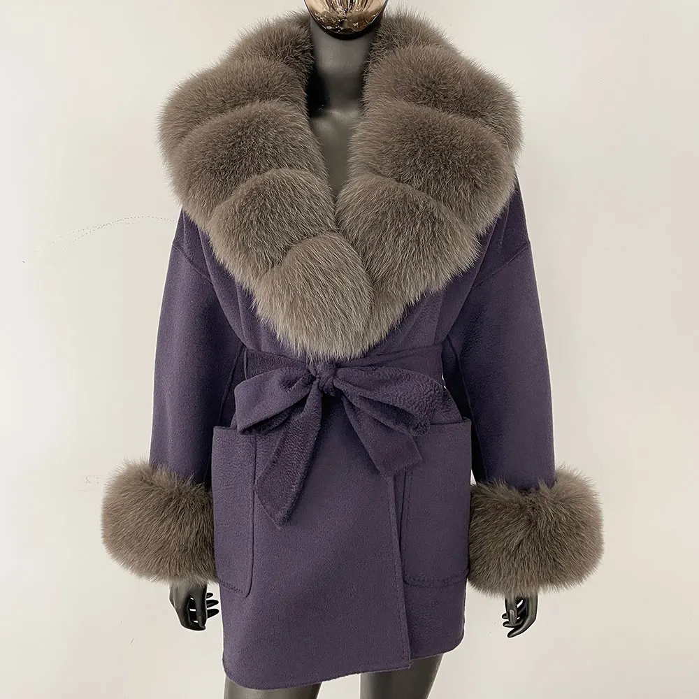 

Шерстяное пальто из натурального лисьего меха, женское пальто из натурального меха енота, женская куртка из натурального лисьего меха, теплая новая осенне-зимняя шерстяная куртка для женщин