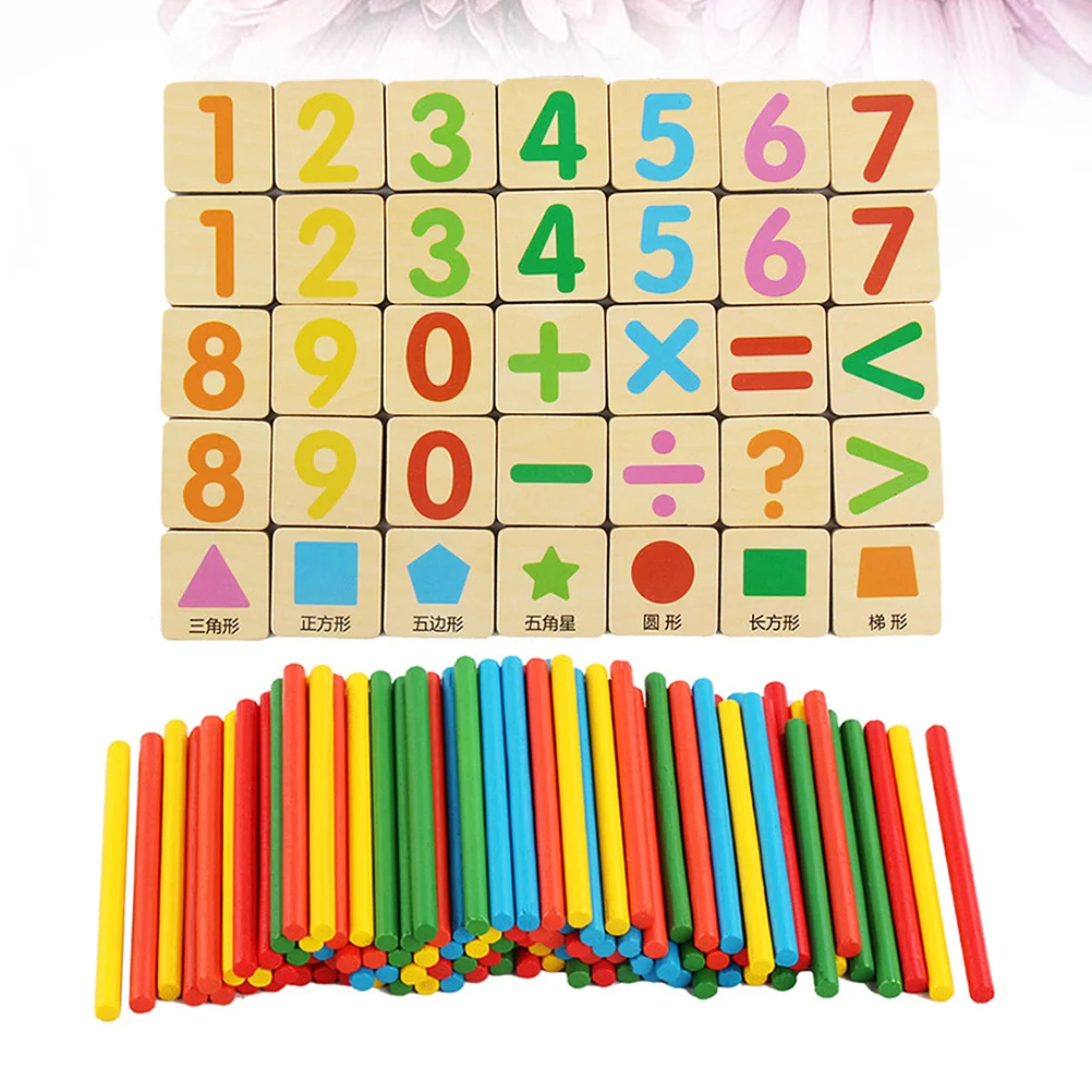 100 Stuks Houten Wiskunde Telstokken Blauwe Blokken Vroeg Leren Voor Kinderen Hand-Hersenen Coördinatie Magnetische Wiskunde