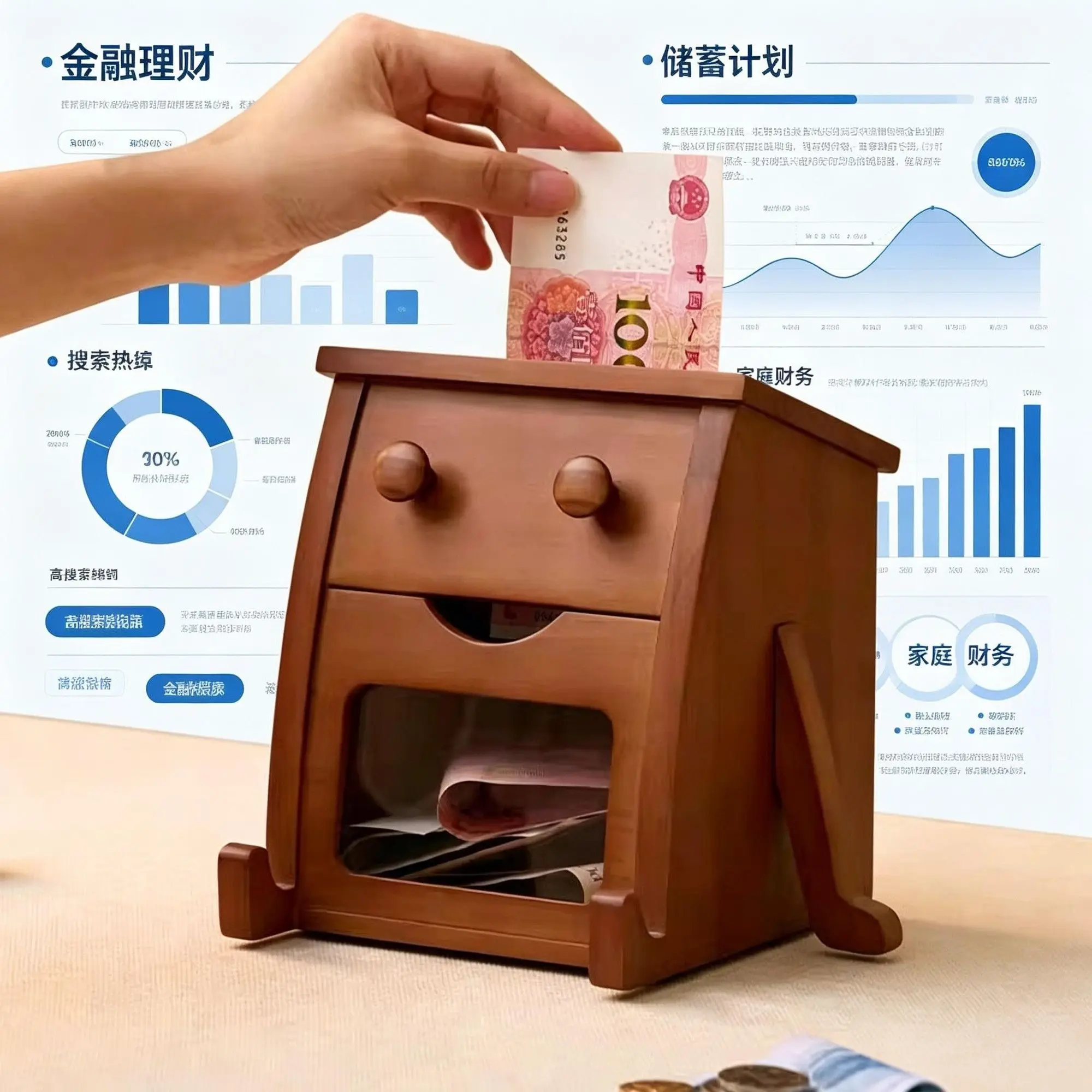 Wooden Money Box With Clear Window Cute Cartoon Design Coin Cash Storage Organizer Desktop Decorative Saving Jar For Kids Adults