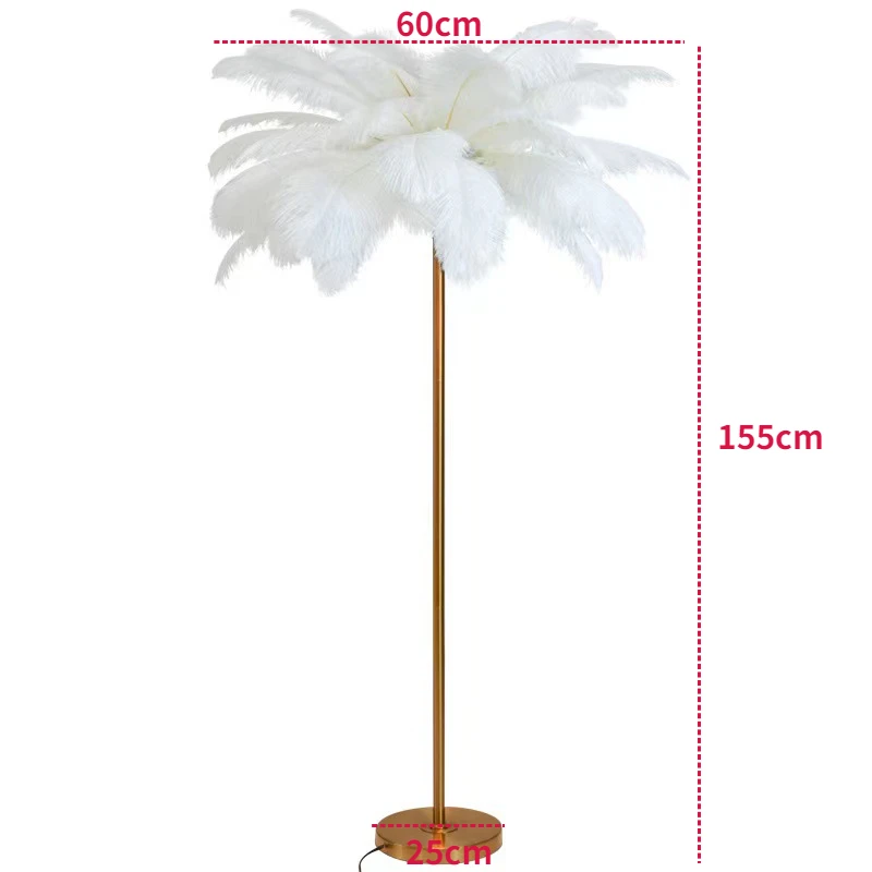 Nordic Ostrich Feather Floor Lamp Living Room Atmosphere Net Red Stand Light Lamp for Living Room Feather Lighting Vintage Lamp