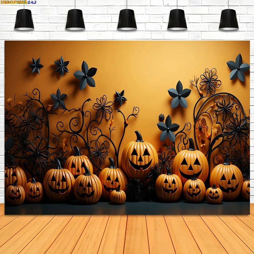 

Halloween Backdrop Full Moon Scary House Night Castle Graveyard Forest Bats Pumpkin Lantern Spooky Photography Background SJ-1