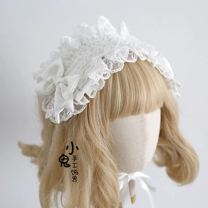 

Original Doll White Lolita Headband Japanese Sweet Cute Girl Versatile Top Hat Kc Headwear Hand Sleeve Bow Headdress Accessoires