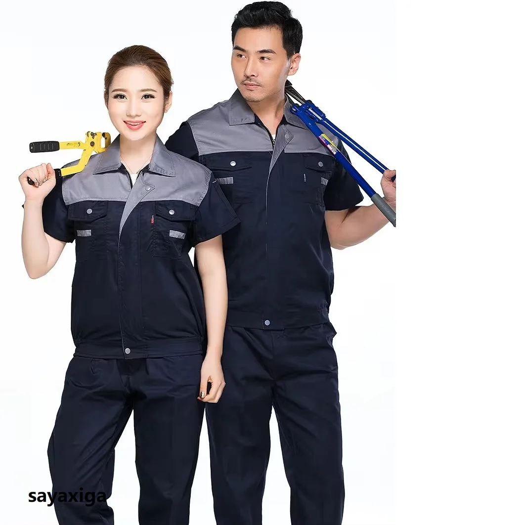 

Short sleeve Summer workwear set for men's summer thin workwear workshop auto repair engineering workwear labor protection suit