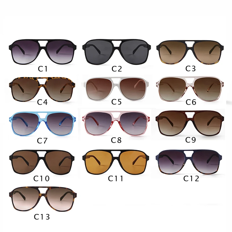 SORVINO Vintage Oversized Pilot Sunglasses Women Brand Design Black Yellow Goggle Gradient Retro Double Bridge Sun Glasses UV400