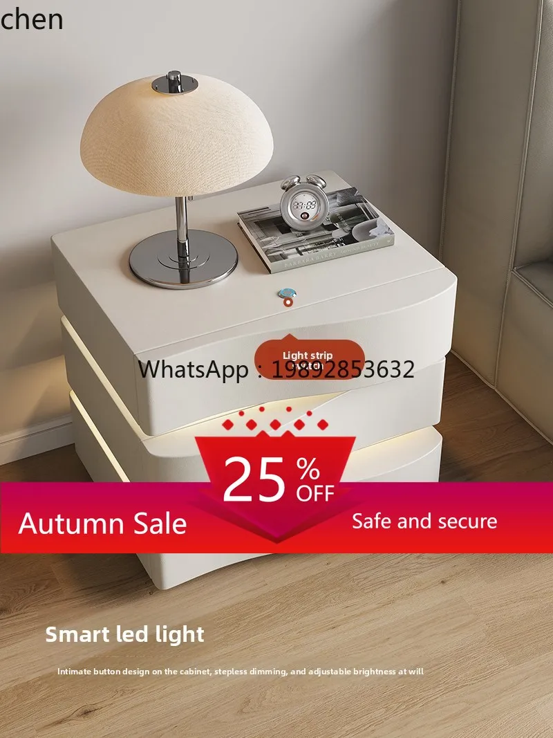 

bedside table intelligent lamp bedside table leather minimalist design storage cabinet