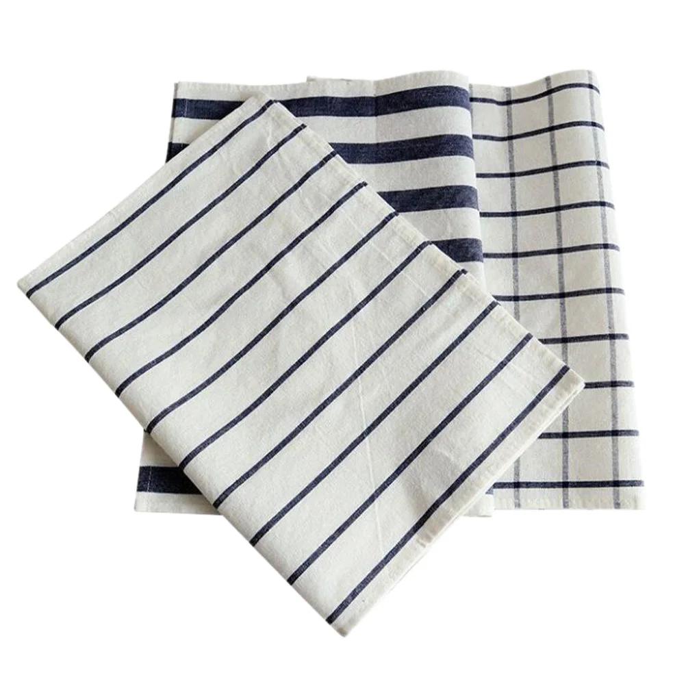 

3pcs Cotton Plaid Napkin Cloth Dish Grid Stripe Tea Towel Tea Towel Kitchen Mats Pillow Thick Absorption
