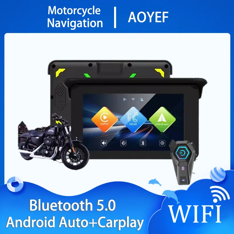

5 Inch Universal Motorcycle DVR Navigation GPS WIFI Wireless CarPlay Android Auto Screen for Motorcycle Portable Moto Monitor