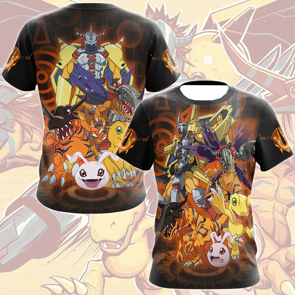 2026 Sommer Digimon Adventure Retro Cosplay T-Shirt Herren Oversized 3D-Druck Kurzarm Familien-Unisex Kinder-Sportshirt