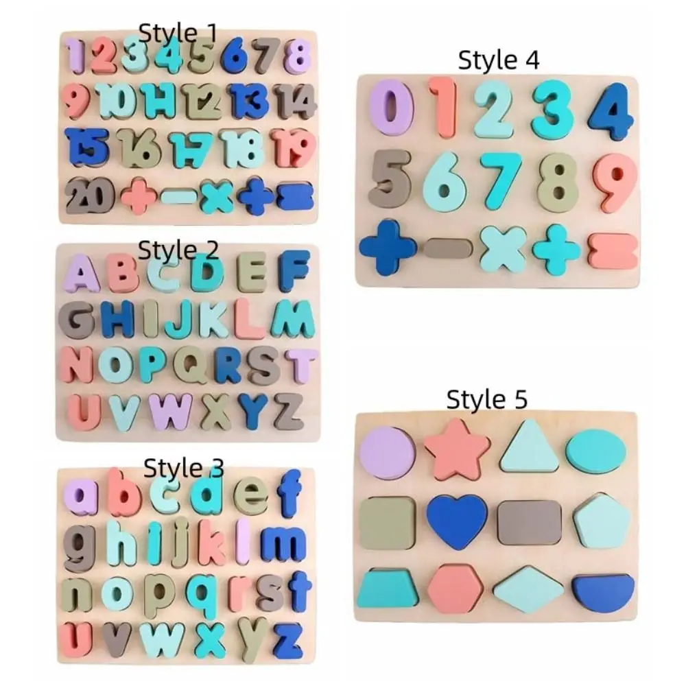 Matching Games 3D Wooden Board Early Education Mathematics Alphabet Number Puzzle Colorful Shape Cognition Puzzle