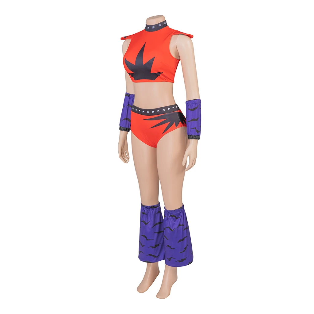 Game Roxy Wolf Cosplay Costume Orange Sexy Women Suit Tops Pants Leg Covers Complete Halloween Carnival Night Costume