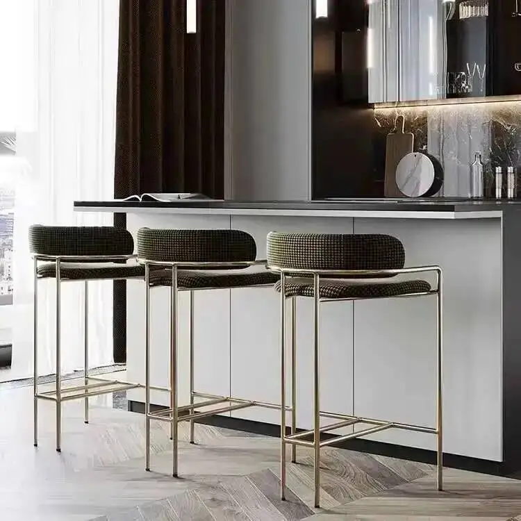 Stools Kitchen Bar Chairs Island Luxury High Nordic Modern Simple Backrest Aesthetic Standing Sgabello Cucina Kitchen Furniture view 4