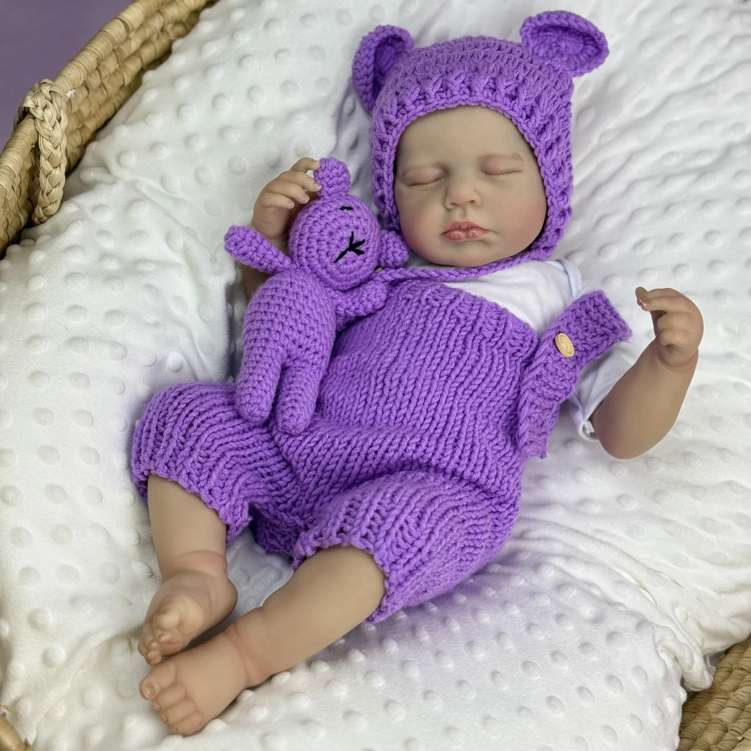 

19 Inch 3D Skin With Visible Veins 48 CM Sleeping Reborn Baby Doll Toy For Girl Vinyl Limbs Cloth Body LouLou Doll Birthday Gift