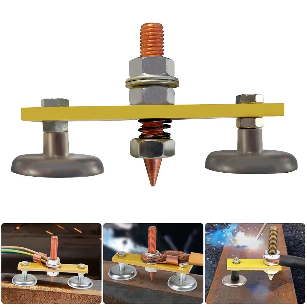 Prático de alta qualidade braçadeira de aterramento suporte de braçadeira de soldagem dupla soldagem para soldagem elétrica cabeça magnética de aterramento