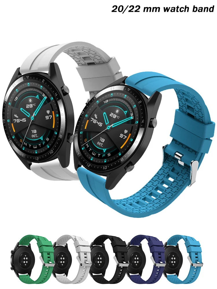 Gelang silikon untuk Samsung Galaxy, 20mm 22mm untuk Samsung Galaxy 6/5/4/Klasik/aktif 2 46mm/42mm/40mm/44mm gelang olahraga huawei watch gt 2-2e tali