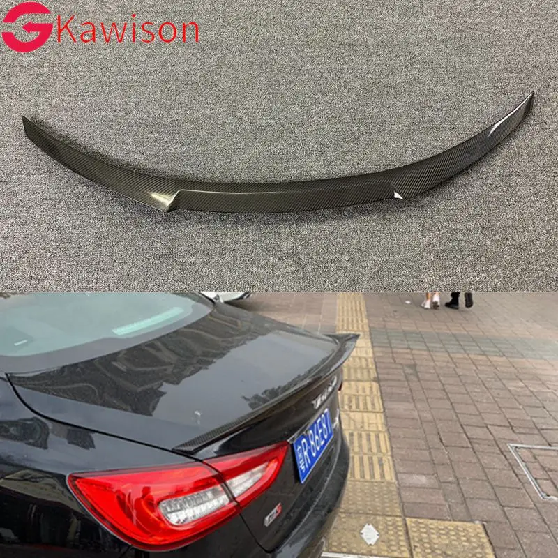 

for Maserati Quattroporte Car Styling Aspec Style Carbon Fiber Rear Trunk Lip Wing Spoiler Splitter 2013-2018