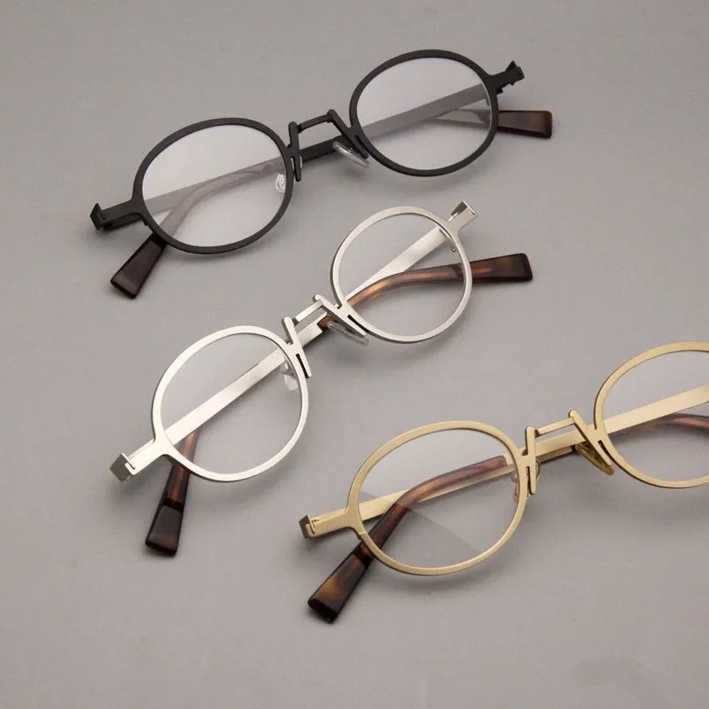 Stainless Steel Eyeglasses Glasses Designed Full Rim Oval Spectacle with Suitable for High Diopter 43mm Wide