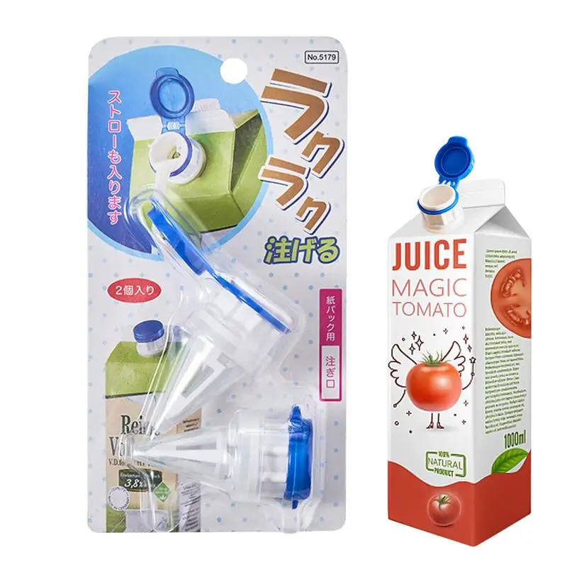 

Box Drink Deflector | 2pcs Box Drink Deflector Spill Proof Sealer with Lid | Home Kitchen Fruit Juice Pour Spout Nipple Milk Tea