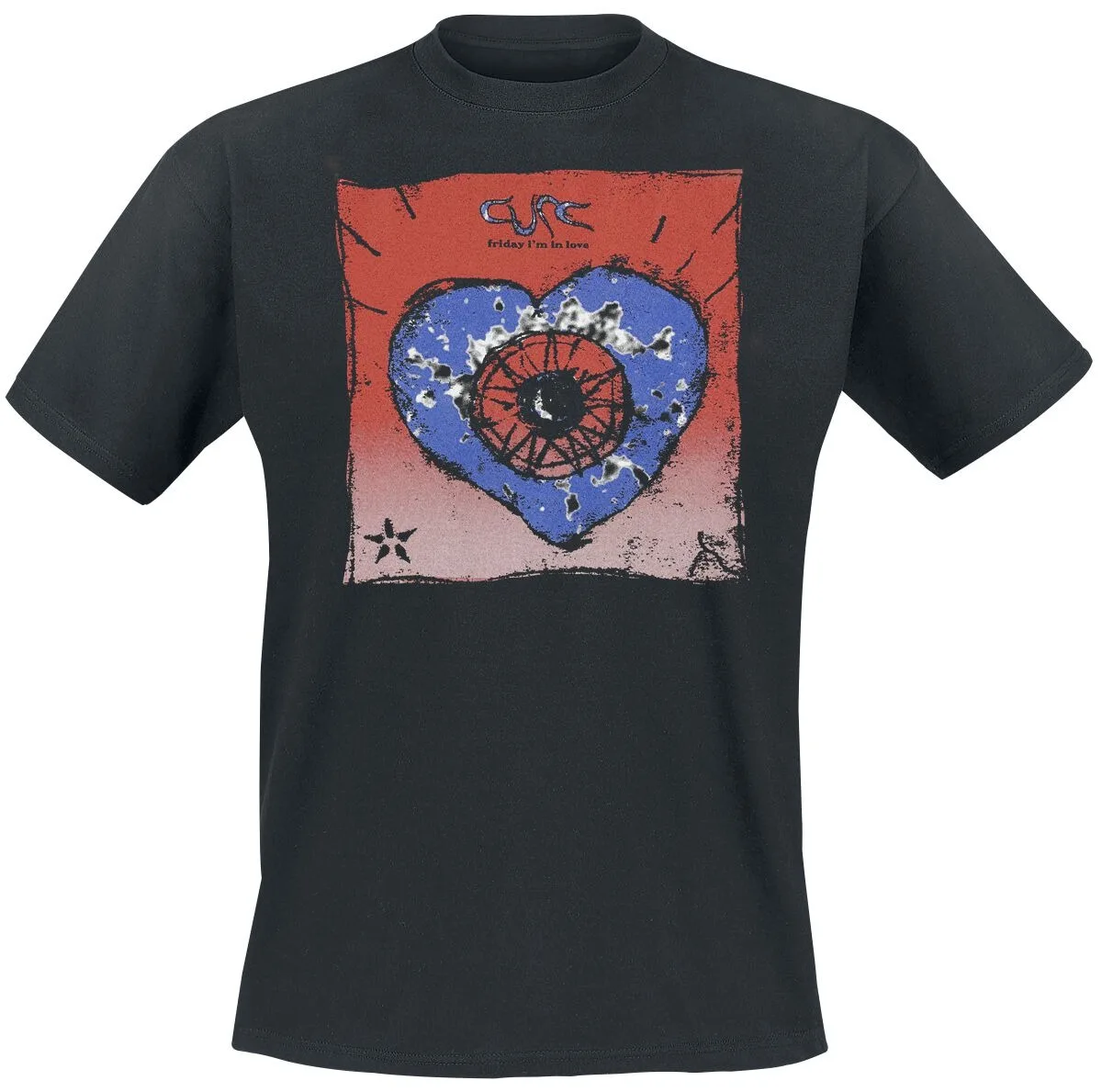 The Cure Friday I’m in Love Tee, Vintage 90s Post-Punk Band Shirt with Heart Eye Print, Fan Merch