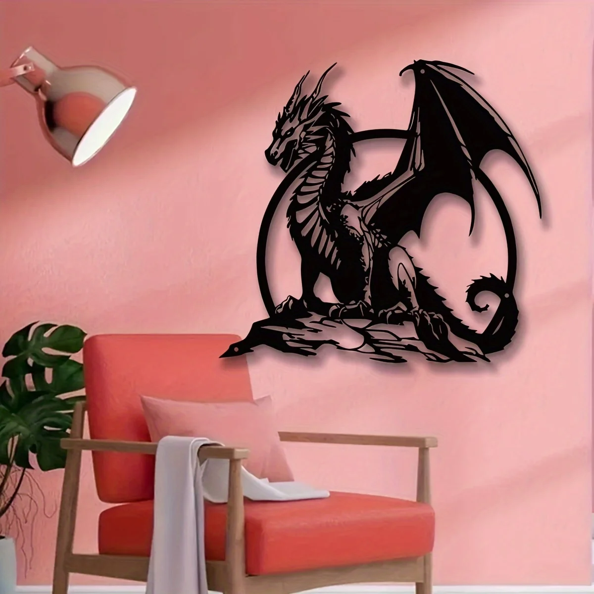 1 Stück atemberaubende Metall-Drachen-Wandkunst – 11,81 Zoll Eisenskulptur für Innen- und Außendekoration, perfekt für Wohnzimmer, Terrasse oder Balkon – Detail 3