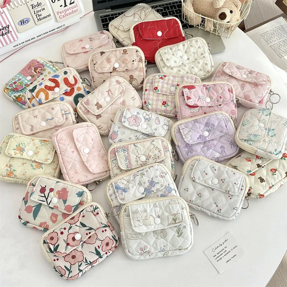 Cute Cartoon Floral Quilting Document Storage Bag Card Wallet Coin Purse ID Card Holder Driver's License Holder Badge Holder