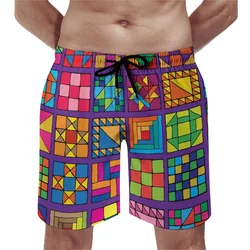 Vintage New 3D Printing Artistic Color Block Board Beach Shorts For Men Cool Streetwear Short Pants Fashion Swimming Trunks Pant