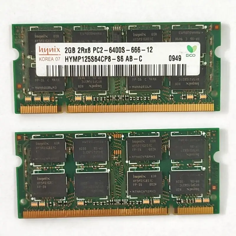 DDR2ラム2ギガバイト800のノートパソコンのメモリDDR2 2ギガバイト2RX8 PC2-6400s-666-12 sodimm 1.8v