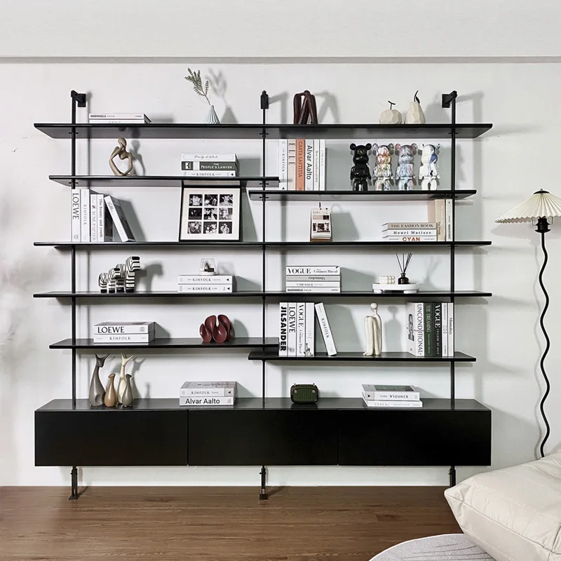 

Italian Minimalist Bookcases Floor-standing Solid Wood Bookcases Large Capacity Living Room Furniture Zu Bucherregalen YS40CC