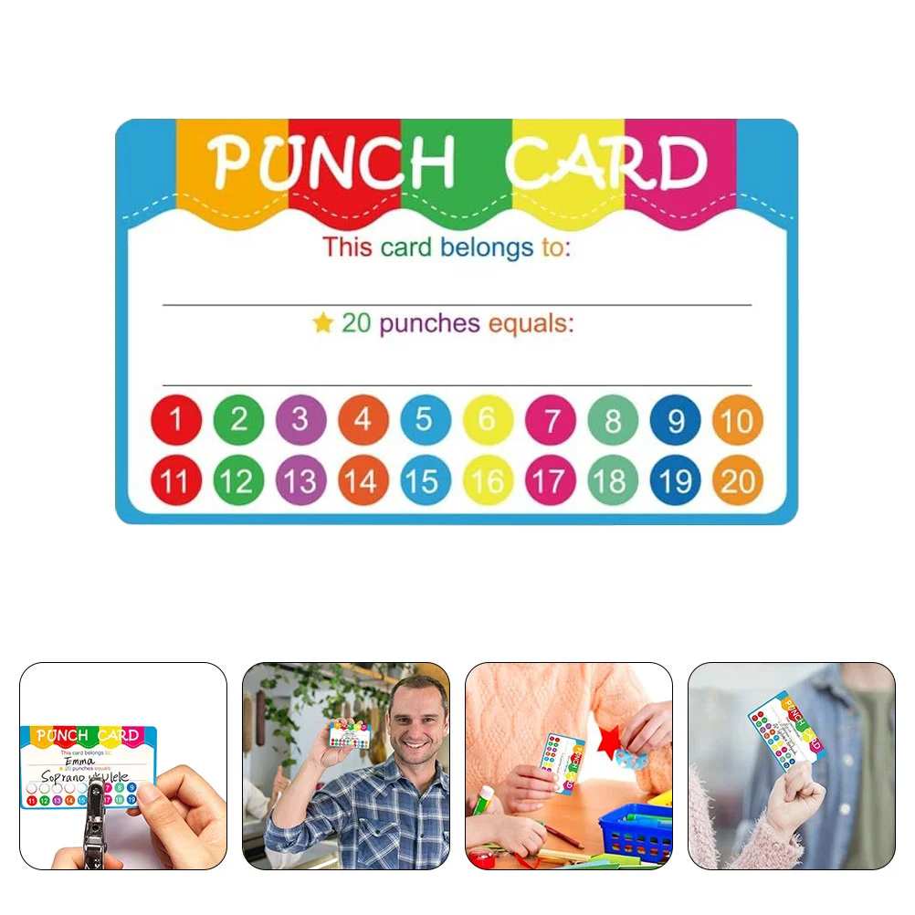 50 Pcs Rewards Punch Cards Teaching Prop for Kids 800X500X010CM Loyalty Creative Student