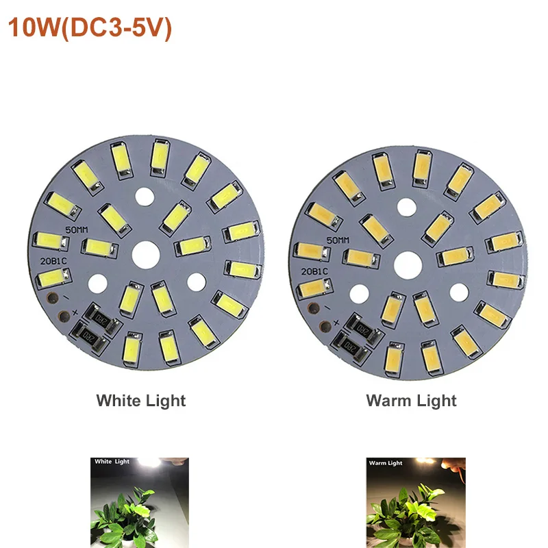 High Brightness 1pcs 5730 SMD DC3-5V LED Lamp Board Light Source USB Universal One Color Lamp Beads Warm White Light 10W 50MM