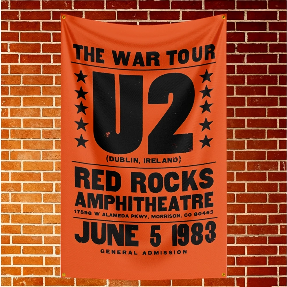 U2 Music Flag Banner For Fan Cave Watch Party Tailgate Gathering Indoor Outdoor Backyard Home Festival Ornament Supply