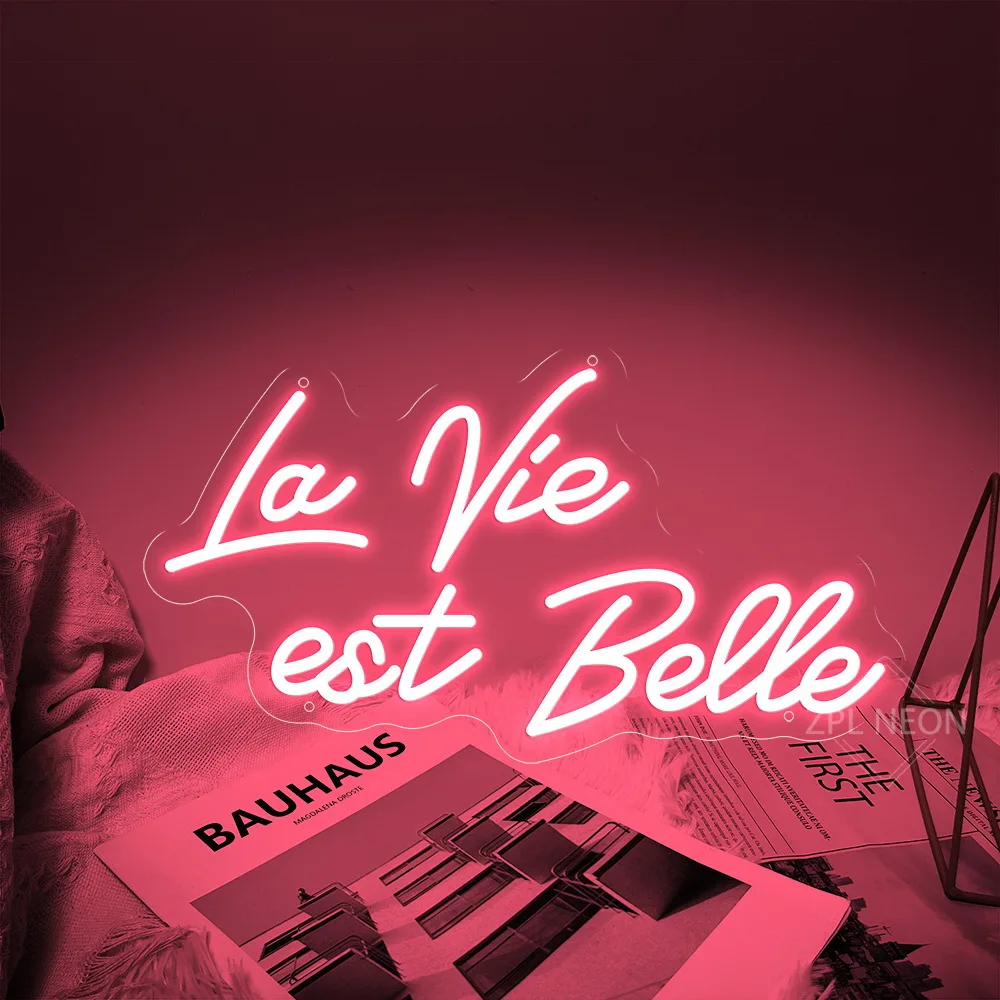 La Vie Est Belle Neon Light Sign Life Is Beautiful Custom Neon Led Sign Room Decor Wall Restaurant Cafe Bar Birthday Decor Party